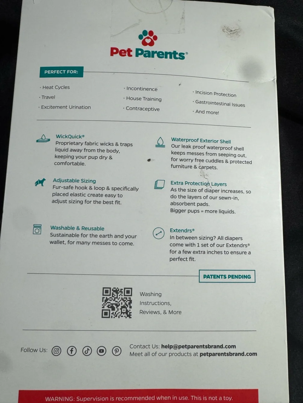 Pet Parents® Washable Dog Diapers 3 pc XL